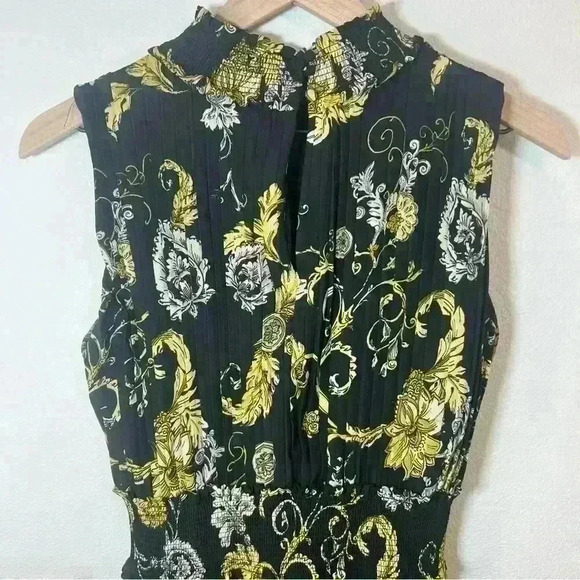 Nanette Lepore Black and Yellow Floral Midi Dress - Picture 5 of 12